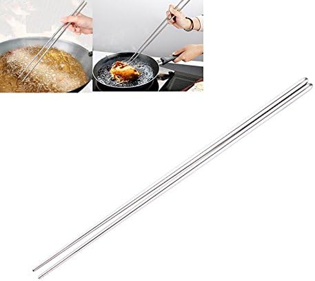 OPACC Pair 14 inch Stainless Steel Long Chopsticks for Hot Pot Frying Noodle, Super Strong Lightweight Professional