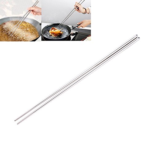 Opacc Pair 14 Inch Stainless Steel Long Chopsticks For Hot Pot Frying Noodle, Super Strong Lightweight Professional #TOP2