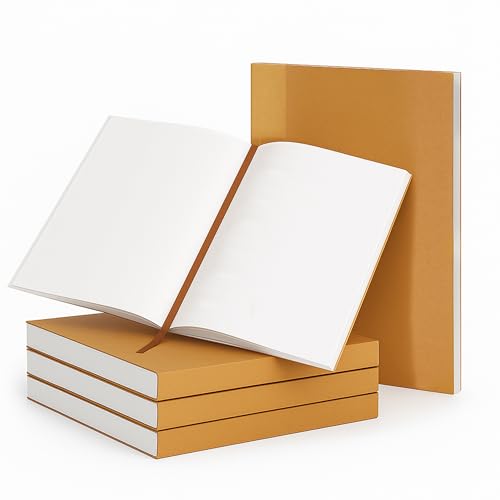 moonster Blank Journal Notebook Paper - A5 Journal Refill - for Refillable Leather Journal - Premium Milled Inserts Blank Sketch Book Unlined Notepad 8.25 x 5.8 Inch with 320 Pages 70gsm & Bookmark