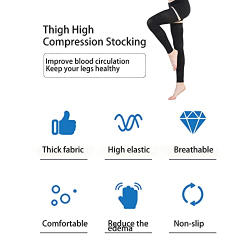 Premium Thigh-High Compression Stockings, 23-32 mmHg -Grade Support, Toeless Design with Silicone Grip - Image 4