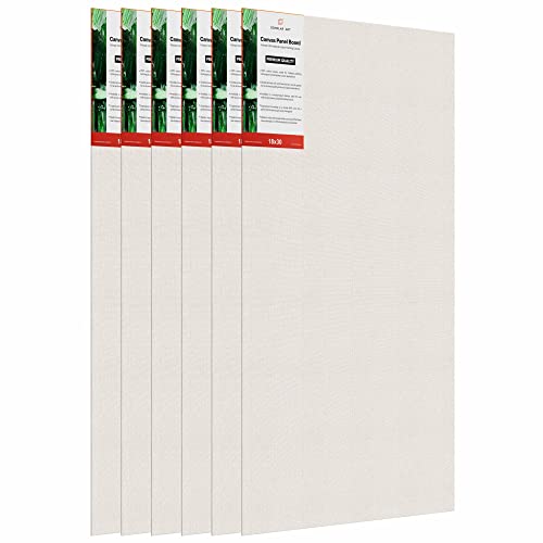 Image of Scholar Art Hobby Series 04 Oz (230 GSM) 100% Cotton Canvas Panel Board for Painting (White Blank Canvas Boards for Acrylic Paint, Oil Paint, Wet & Dry Media) | 18 inchx30 inch (45x75 cm), Pack of 6