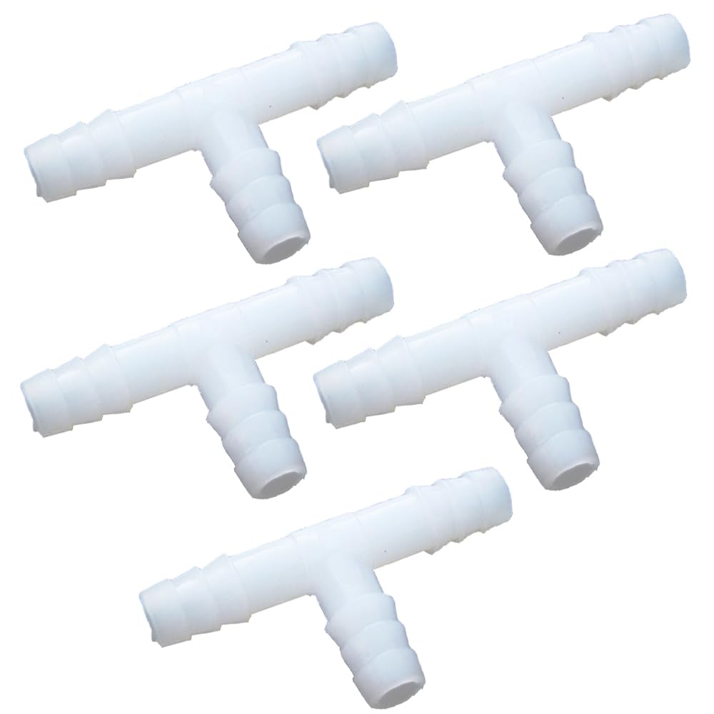Quickun - 5 Raccordi A T Per Tubo Flessibile Da 1/4 Di Pollice - Connettori A 3 Vie In Plastica Per Linee D'Aria E Acqua