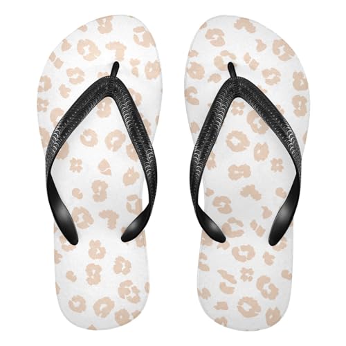 Leopard Beige White Flip Flop Beach Summer Casual Sandal for Women & Men Shower Shoes 20861822