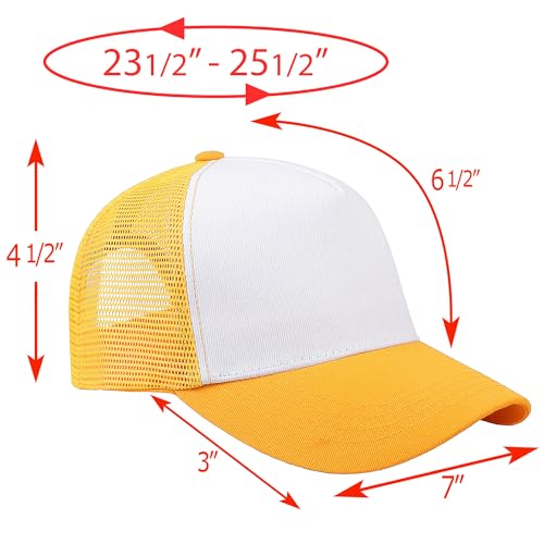 Image of Falari 5-Panel Mesh Baseball Cap, Trucker Hat, Structured Plain Design, Cotton, Adjustable Size