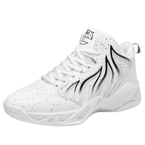 Minvyn Chaussures de Basketball Homme Montantes Respirantes, AS04, 43 EU | Semelle Intermédiaire Amortissante, Semelle Caoutchouc Anti-Glisse Résistante, Col Cheville de Soutien, Design Blocs Couleurs