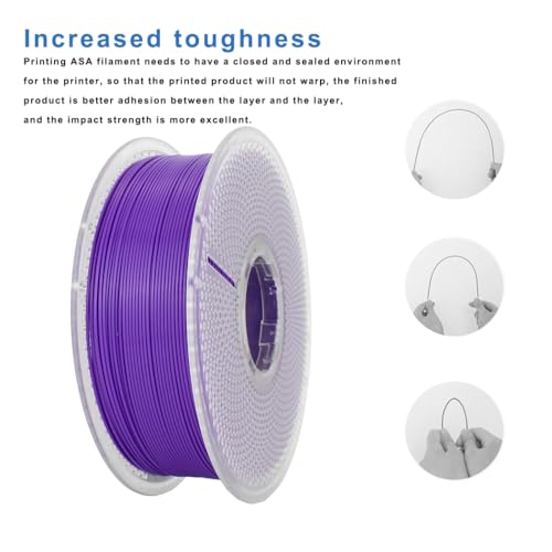 Image of 3D Printer Filament, Neatly & Strong 1.75mm Filament for 3D Printing, Accuracy + /- 0.02mm 1KG Spool(2.2lbs), ASA Purple 1KG