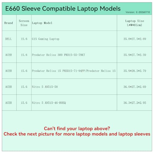 Image of Smatree Laptop Sleeve for 15.6 inch DELL G15 Gaming Laptop /Acer Nitro | for 15.6 inch DELL G15 Gaming Laptop, Acer Nitro 5,Predator Helios 15 /300,Protective Case with Accessory Pocket(E660)