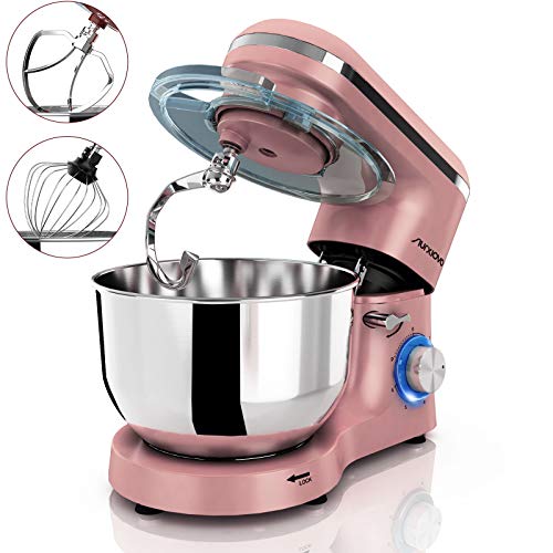 Nurxiovo 6.5QT Stand Mixer 660W Dough Hook Whisk Beater 6-Speed Electric Mixer Kitchen Tilt-Head Food Mixer with Stainless Steel Bowl (Rose Gold)