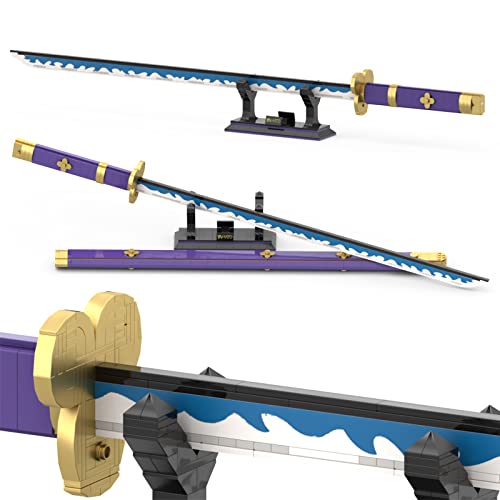 936 Piezas Zoro Bloque de construcción Modelo Espada, Arma Espada Ladrillos Empalme Espada, Espadas Anime Cosplay, Juego de Espada Yamato de 38 Pulgadas con Vaina y Soporte (Compatible con Lego) Cover
