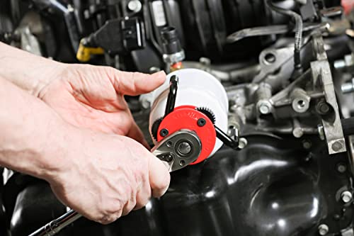 Ares 56059 – Large Size Adjustable Magnetic 3-Jaw Oil Filter Wrench – Fits Spin-On Oil Filters From 2-3/4-Inch To 5-1/4-Inch Diameters – Includes 3/8 Inch To 1/2 Inch Drive Adapter – Magnetic Base #TOP4