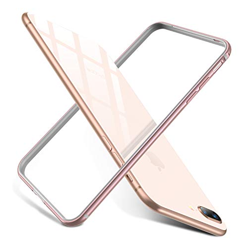 RANVOO iPhone 8 Plus/iPhone 7 Plus Premium Bumper Case, Flexible Protective Aluminum TPU Hybrid Bumper Frame [Support Wireless Charging] for Apple iPhone 8 Plus and iPhone 7 Plus, Rosegold [Armor]