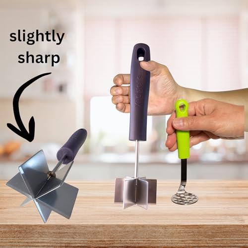 Image of 2pc Box Set - Large Stainless Steel Ground Beef Chopper & Mini Avocado Masher - Heavy Duty Stainless Steel Kitchen Utensils by Xidgets