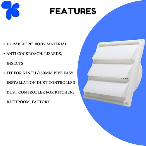 Image of AMPEREUS Wall Exhaust Fan Chimney Vent Pipe Cover And Mosquito Net Dust controller (White)