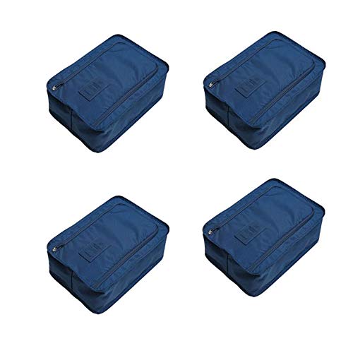 Preisvergleich Produktbild Wasserfeste Schuhtasche4 Stück Schuhbeutel Packwürfel Kleidertasche Kofferorganizer - Schuhbeutel für Reise, Sporttasche, Koffer, Gepäck(Dunkelblau)