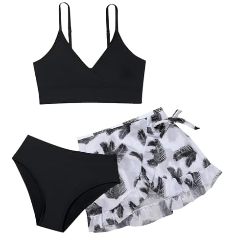 Girls 3 Piece Swimsuits with Skirt Cover
