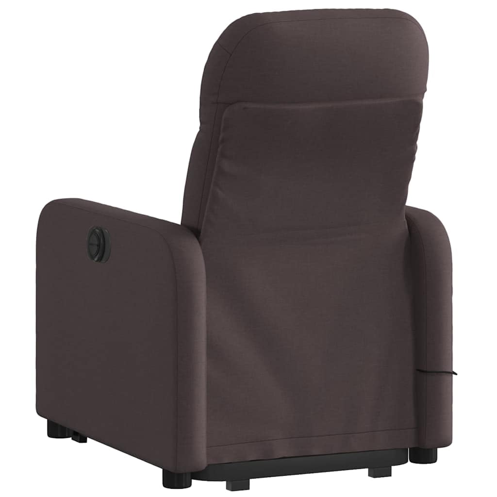 Sillón elevador eléctrico con masaje de 6 puntos y reclinación automática, tejido marrón oscuro, función elevación y vibración, cómodo para personas mayores, mando a distancia
