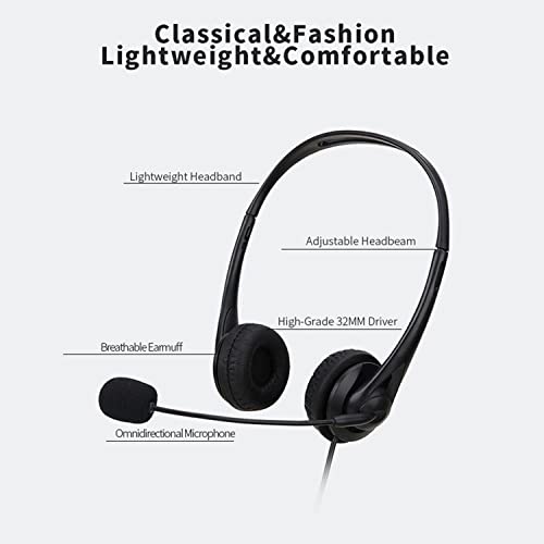 S SMAZINSTAR USB Headset with Microphone for PC Laptop, Professional Headphones For Adult Kids Adjustable Noise Cancelling Business Office Computer Headsets for with In-Line Control (2 Set) - Image 5