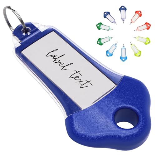 QUERGO 10-Pack Heavy Duty Key Tags with Labels & Split Rings for Keys Key Rings with Tags Key Fobs with Labels - Assorted Colour Keyring Key Holder Set for Luggage Pets Office