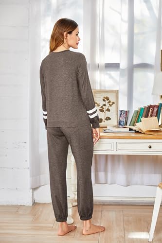 Image of Ekouaer Sweatsuits Womens Loungewear Set Tracksuit Long Sleeve Pajamas Set with Pockets 2 Piece Outfits Lounge Sets