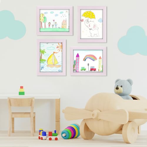 Image of [2-Pack] Kids Art Frames, 8.5x11 Front Opening Kids Artwork Frames Changeable, Pale Pink Artwork Display Storage Frame for Wall, Holds 50 Pcs, for 3D Picture, Crafts, Children Drawing, Hanging Art,