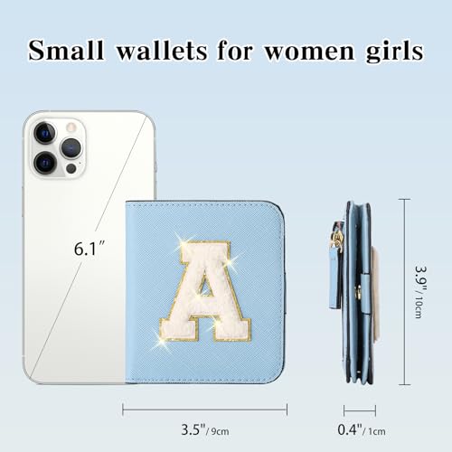 Image of RNIEGA Initial Wallet Women Small Teen Girl Gifts Trendy Stuff Girls Wallets Personalized Christmas Birthday Gift for Women Friends Daughter Granddaughter 6 7 8 9 10 11 12 13 Year Old Blue A