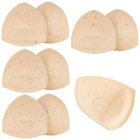 SERMICLE Waterproof Swimsuit Bra Pad Inserts 4 Pairs, Push up Bra Pads Sewn Padded for Bikini Sports Bra A/B or C/D,D/E Cup (Waterproof Beige, A/B Cup) Cover