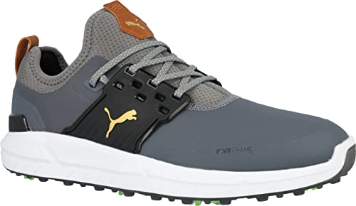 Puma Golf Men's Ignite Articulate Golf Shoe, Quiet Shade/Puma Team Gold/Puma Black, 8