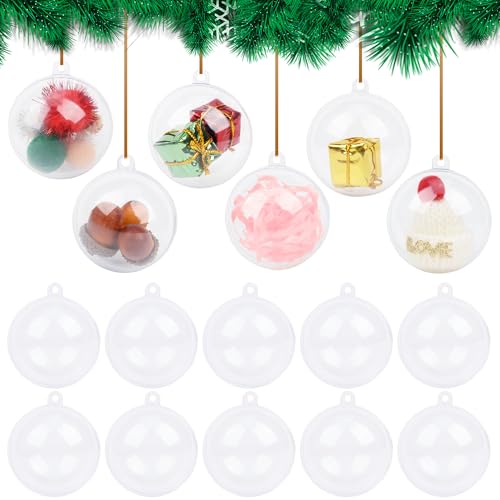 Lot de 20 Boule de Noel Transparente Boule Transparente à Remplir 5 cm Plastique Boules Noël Transparentes a Garnir Plexiglass Boule Noel a Remplir Vide...