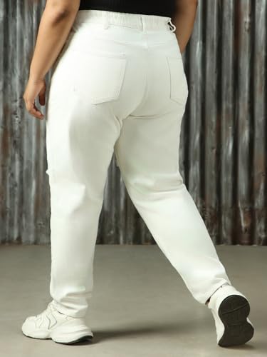 Image of High Star Women Cotton Washed Mom Fit Casual High-Rise Jeans