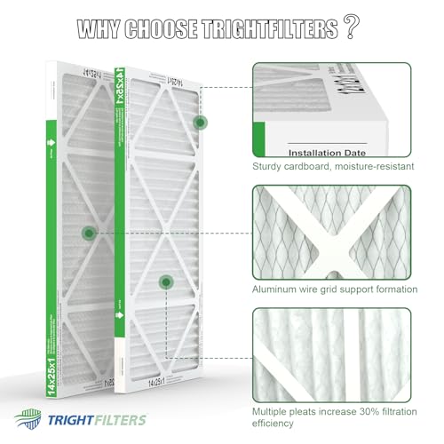 Image of TRIGHTFILTERS 14x25x1 Air Filter 4 Pack, MERV 8 Pleated Dust Defense Air Filters Replacement Air Conditioner HVAC AC Furnace Filter, Durable and Lightweight