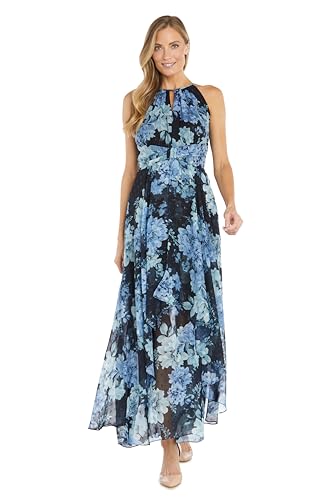 Image of Halter Floral Printed Chiffon Maxi Dress W /Keyhole Detail
