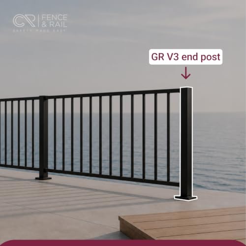 CR Fence & Rail V3 (ONLY) 42" H Vertical Guard Rail 2X End Post DIY Kit, Bracket Included (NOT Compatible with Other Systems) by CHR - Used condition - Image 2