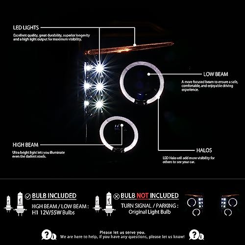 Autozensation Compatible With 2008-2010 Ford F250/F350/F450 Superduty Black Led Projector Headlights L + R Pair Headlamp #TOP1