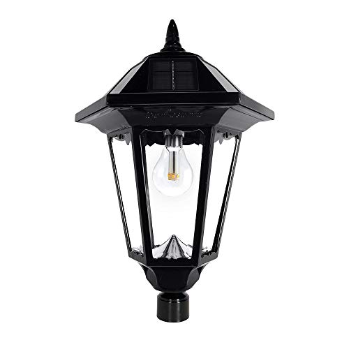 GAMA SONIC Windsor Bulb Solar Lamp Post, 96 Inch, Outdoor LED Solar In Ground Light, Black (GS-99B-S)