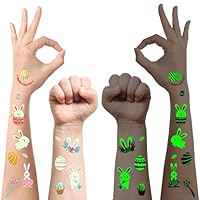 Ostergeschenke Kinder, 10 Blätter Oster Tattoo, 80+ Leuchtende Temporäre Tattoos Kleine Ostergeschenke für Kinder, Mitgebsel Ostern Geschenke, Osterkorb Füller, Tattoo für Osterdekoration
