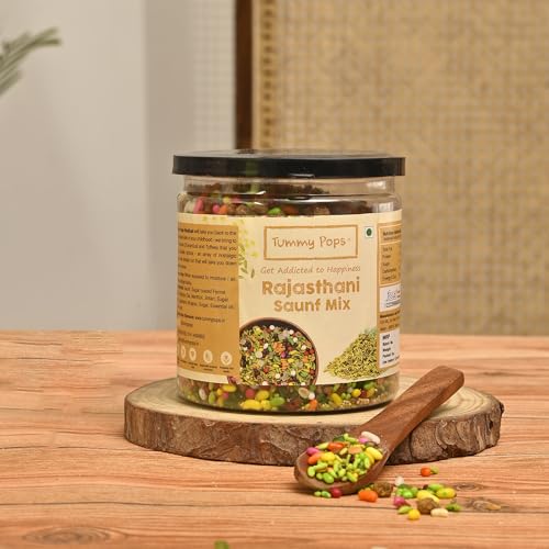 Tummy Pops | Rajasthani Saunf Mix - 350gm Jar | Handmade & Sun-dried After Meal Digestives Mukhwas Mouth Fresheners, Sweet Fennel Seeds Saunf Mouth Fresheners | Hygienically Prepared & Packed