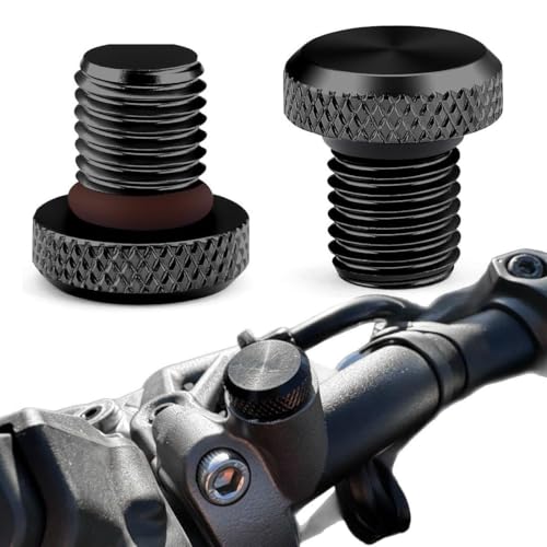 XPEX 2 Piezas M10 Par CNC Aluminio Pulido Espejo para Motocicleta Tapones Ciegos Agujas del Reloj Negro