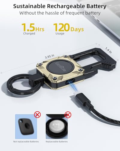 Image of ExtreLife Keychain, Works with Apple Find My, Bottle Opener, Carabiner Car Key Chains with Gps Tracker