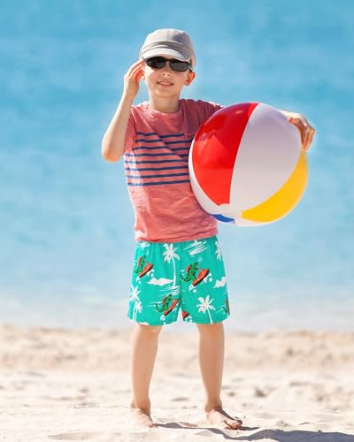 Image of SURF CUZ Boys Swim Trunks with Boxer Brief Liner Toddler Boy Stretch Swimsuit Shorts Quick Dry Swimming Trunks Bathing Suit