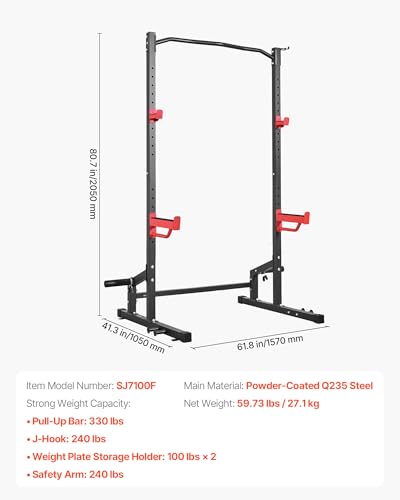Image of VEVOR Power Cage Squat Rack, Multifunctional Squat Rack for Home Gym, Workout Strength Training Equipment for Bench Press Squats Pull-Up