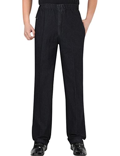 Youlee Herren Elastischer Taillenbund Hose gerade Jeans, Straight Leg, Schwarz 4XL Cover