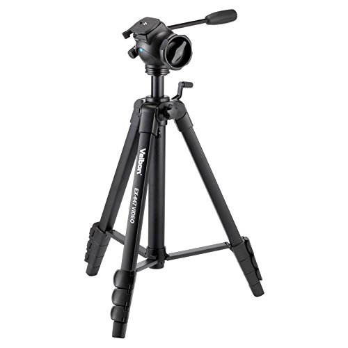 Velbon ビデオ用三脚 EX-647 VIDEO 4段 レバーロック 全高173cm 脚径26mm 中型 フリュード雲台 DIN規格クイックシュー対応 アルミ脚 301260 ブラック