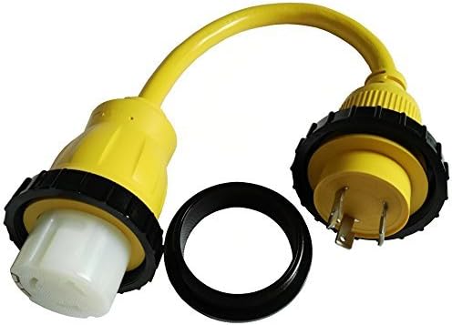 Parkworld 692002 Shore Power Adapter Cord RV 30A L5-30P Male to Marine 50A SS2-50R Female (Two hots bridged) (1.5FT)