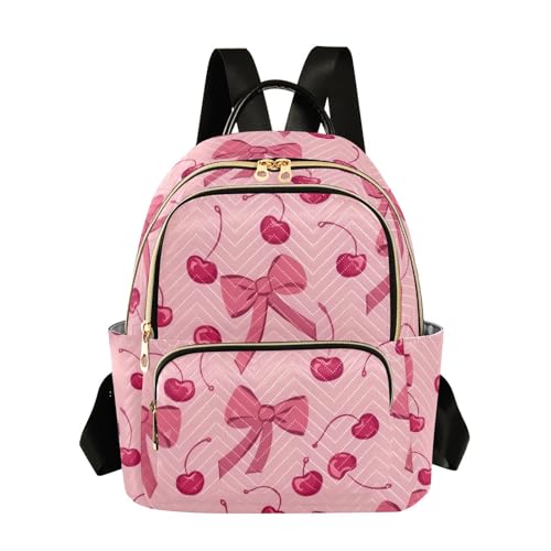 Image of ALAZA Bow Cherry Cartoon Funny Women Backpack Purse Ladies Fashion Shoulder Bag Daypack Travel Bag 7.5L