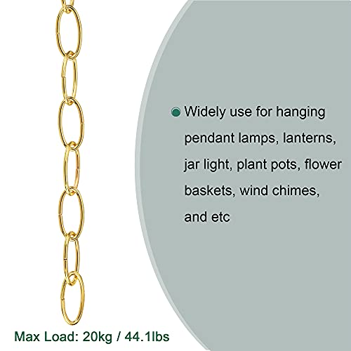 Image of MECCANIXITY Pendant Light Fixture Chain, 3.2mm Thick 1m Long Chandelier Hanging Links, Iron Electroplated Gold Tone, Pack of 2