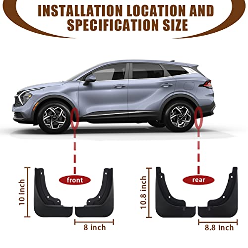 Image of Muslogy Mud Flaps Splash Guards Compatible with Kia Sportage 2023-2025 2026 Accessories Front and Rear Mud Guards 4PCS No Drilling Fender Mudguards Kit with Hardware Accessories