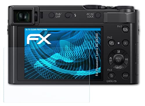 atFoliX Screen Protection Film compatible with Panasonic Lumix DC-ZS200 / Lumix DC-TZ200 Screen Protector, ultra-clear FX Protective Film (3X)