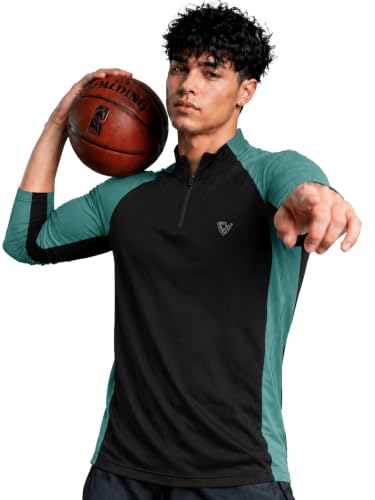 Image of EYEBOGLER Men's Solid Polo Neck Full Sleeve T-Shirt, Casual Gym Wear Regular Fit T-Shirt for Men