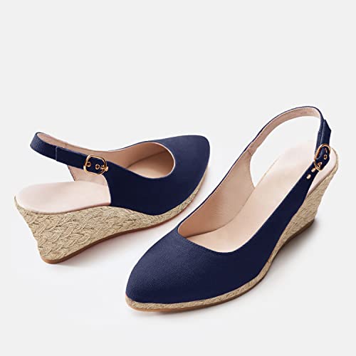Image of Juliet Holy Womens Wedge Sandals Espadrilles Closed Toe Slingback Buckle Strap Comfortable Casual Summer Wedges Shoes