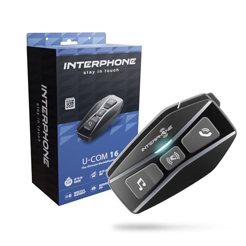INTERPHONE U-COM 16 Singolo, Interfono moto fino a 24 utenti e 1.6km di distanza, Interfono casco...